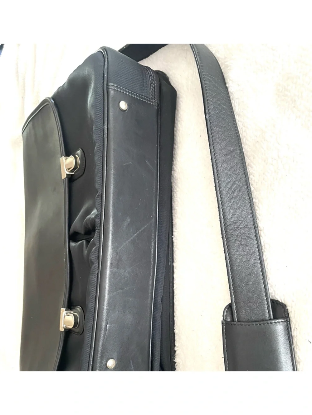 Vintage Coach Black Leather & Nylon Briefcase w/ Padded Laptop Compartment